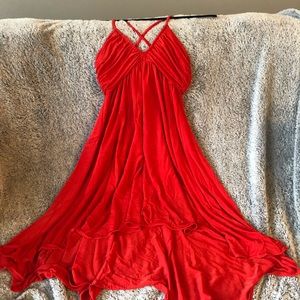 Red high low dress